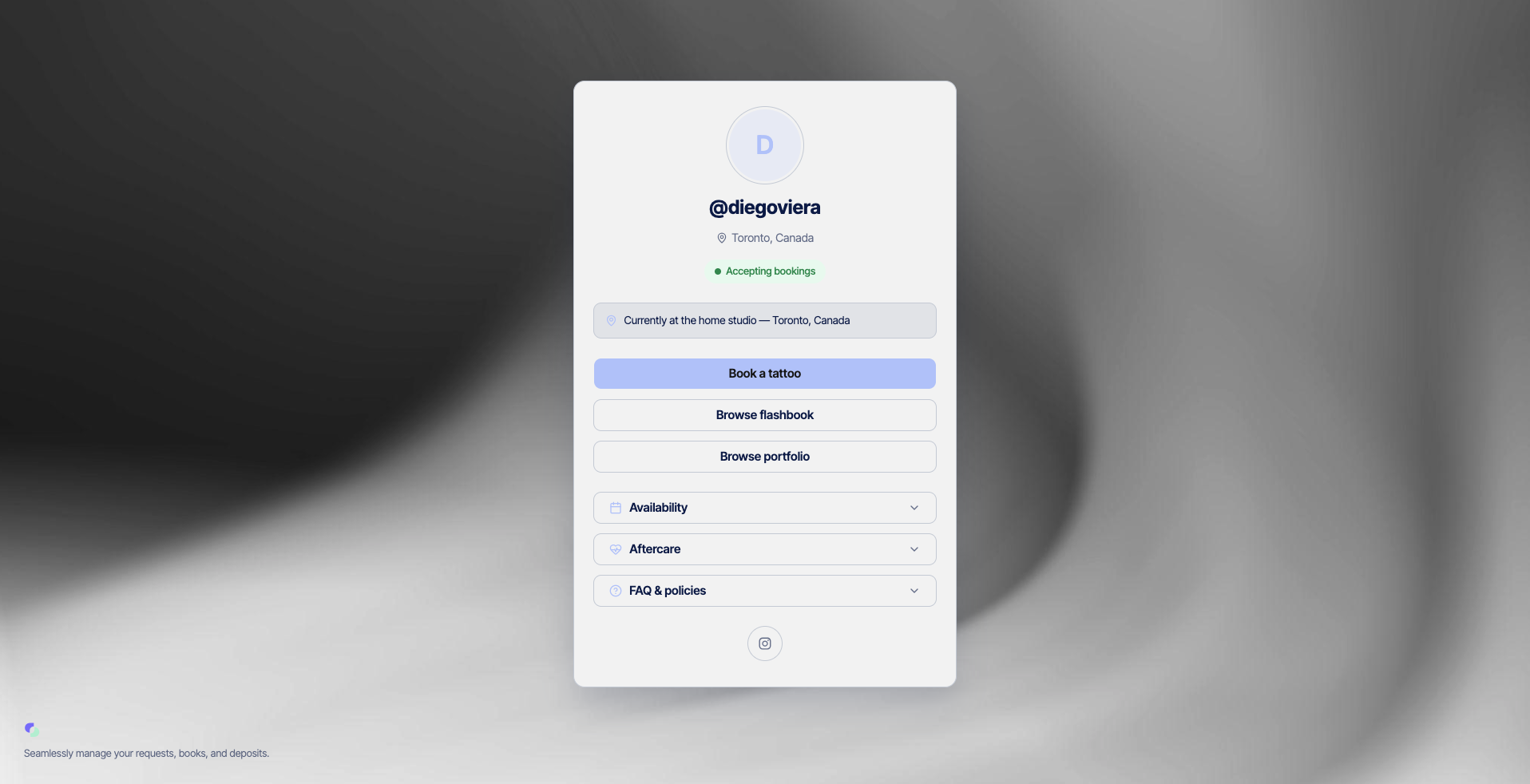 Inkspace Open Book public booking page